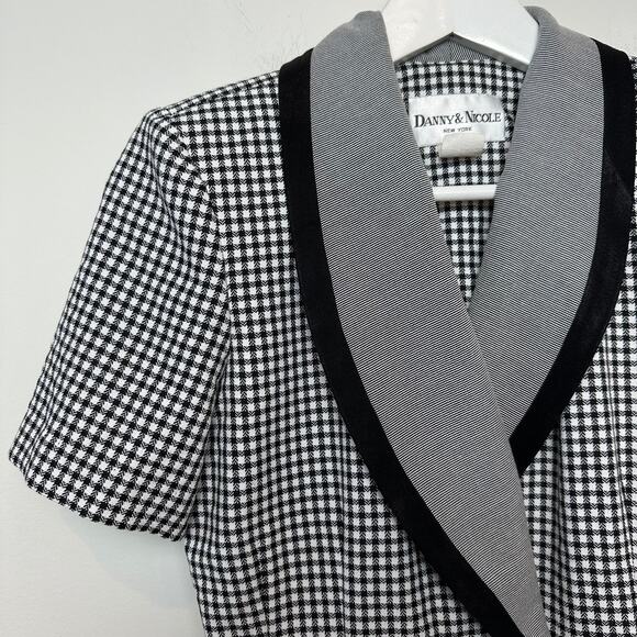 Vintage 80s Danny and Nicole Blazer Dress Black White Gingham 4P Made in the USA - Picture 5 of 5